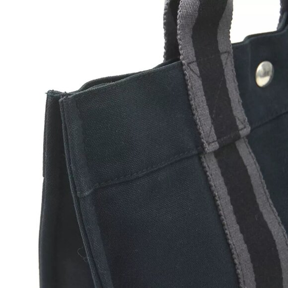 Auth HERMES Fourre Tout Handbag Tote Bag Black/Grey Cotton - e59933g - Picture 6 of 10